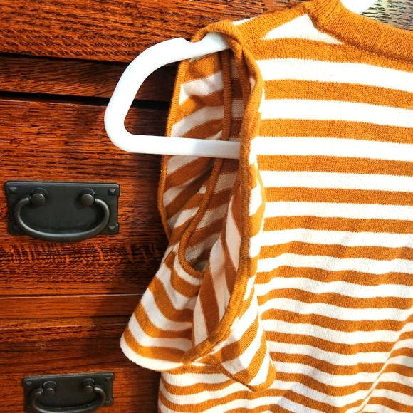 Anthropologie Ruffled Sleeve, Striped Knit Top - Picture 4 of 7